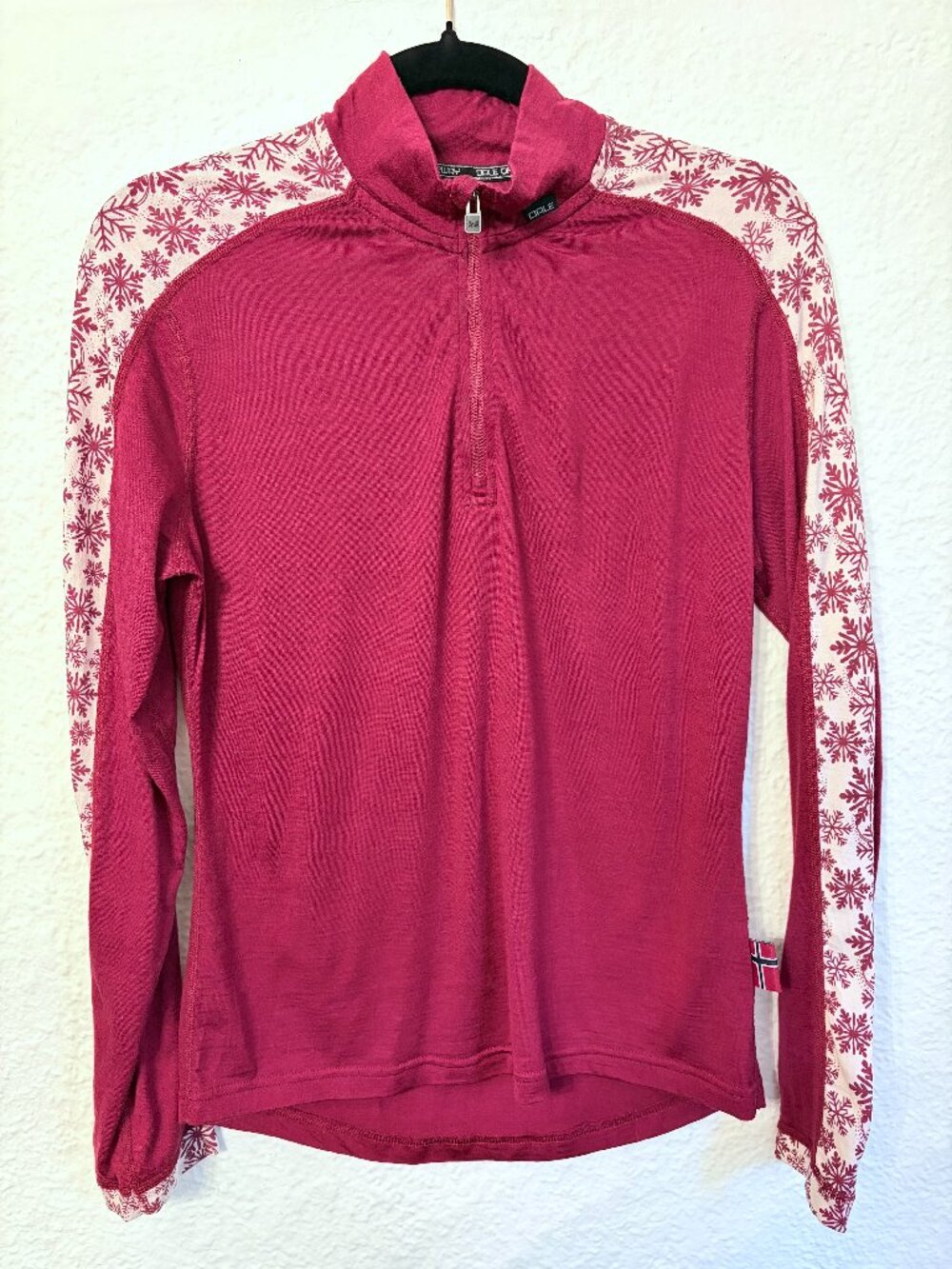 Dale of Norway Red Baselayer Merino Half Zip Sweater L Nordic Apres Ski Scandi